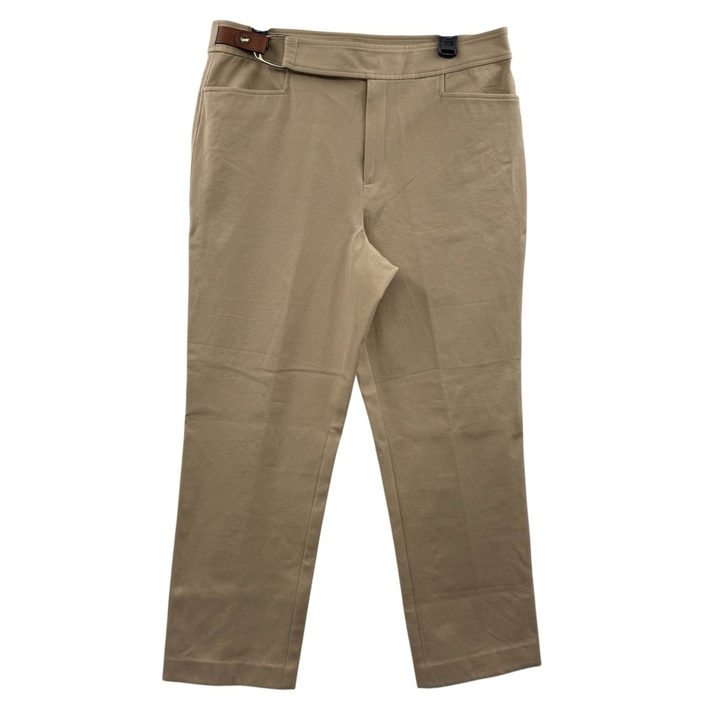 Lauren Ralph Lauren Womens Size 12 Tan Khaki Dress Pants Belted Stretch